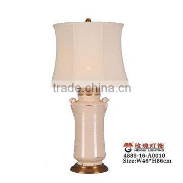 linen lampshade lighted in natural