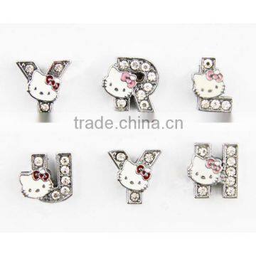 Enamel Cute Kitty Funny Alphabet Letter 10mm slider charms