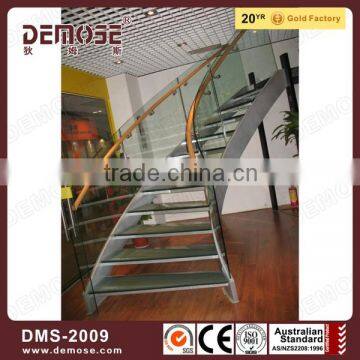 prefabricated stairs with glass railing