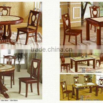 Marble top tea table set with wood side