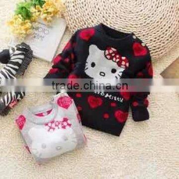 2014 cute baby girl kitty cat fashion baby warm sweater design