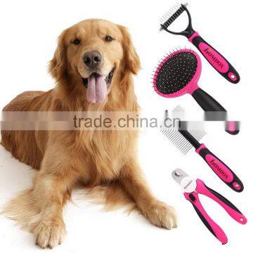 Homdox 4pcs/Dog Grooming Kit-Best Combing,Nail trimming,and Brush cleaning from pet toes.Home Supplies Tool Set for pet AM003212