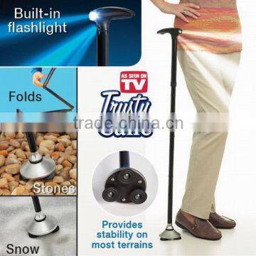 2014 adjustable aluminum folding trusty walking cane with led light