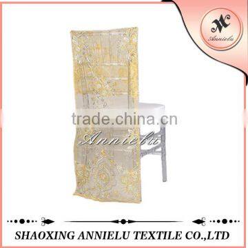 Fancy yellow embroidered banquet chair cover wedding