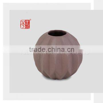 Brown Ceramic Vase Small Ball Shape Porcelain Vase