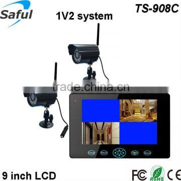 High definition dual ways 9" touch button wireless motion detection recording IR night vision camera and dvr system