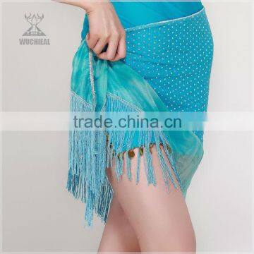 Sky blue ladylike crochet belly dance hip scarf with spots