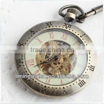 CT-1701 manufacurer of new products 2013 waterproof fashionable skeleton pocket watch skeleton watch winner