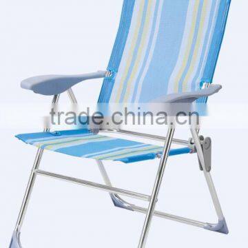 Comfortable ventilated folding aluminum beach chair with adjustable positions