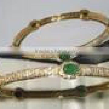 Emerald diamond Gold Bangle