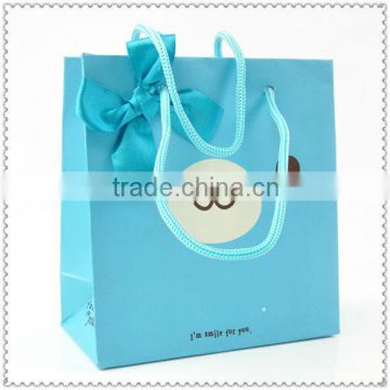 2013 Colorful Blue Printed Paper Gags wholesale for Jeans Shopping with Ribbon Handle