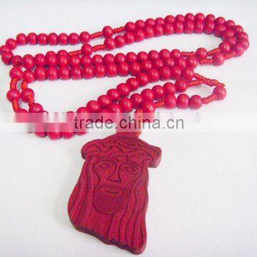 wooden jesus rosary, wood pendants