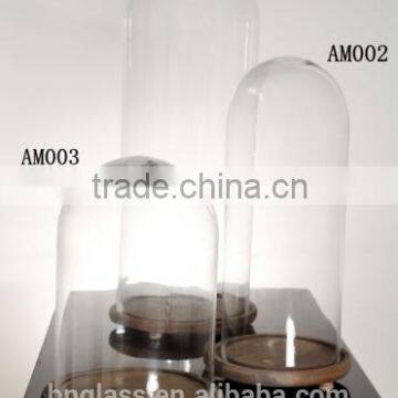 Clear Glass cloche with wood base