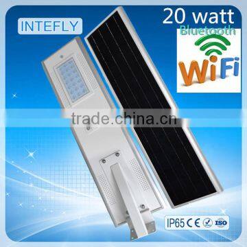 smart cellphone bluetooth control 20W all in one solar led street light for sale