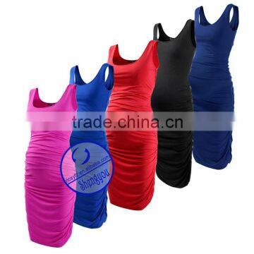 Custom Spandex Bamboo Fiber Plain Maternity Sleeveless Dresses photo-6