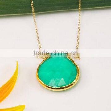 Mint Green Chrysoprase Necklace,Gold Necklace,Gemstone Necklace,Layering necklace, Stone Pendant,Boho Jewelry