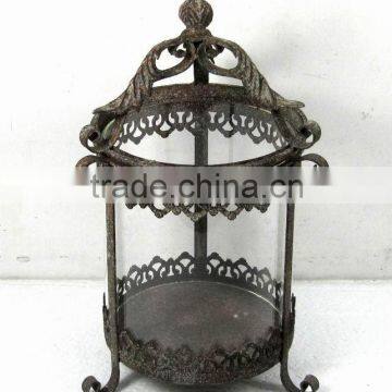 090228MC-round engraved metal candle lantern