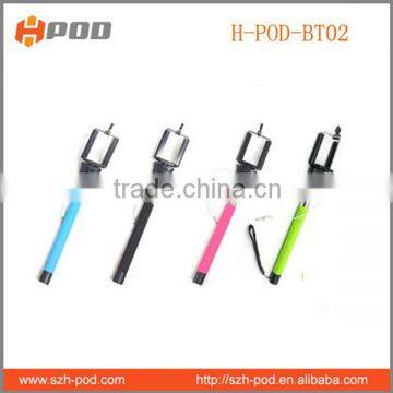 2015 wired selfie stick best price with shutter remote botton ,silicone Non-slip handle selfie stick