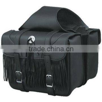 Black Two Strap Leather Motorcycle Saddle Bag