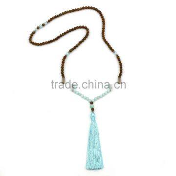 Original Wooden Beads Chain Jade Beads Alloy Beads Long Tassels Necklace