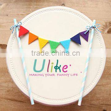 Triangle colorful Cake Pattern Paper Banner For Birthday Party Decoration