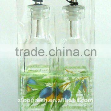 2pcs glass oil & vinager bottle with printing (TW66SK18/2P)