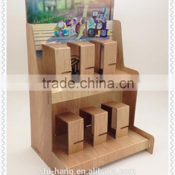 Colorful wooden stripe style greyboard diplay rack/box for watch