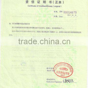 Certificate of creditworthiness