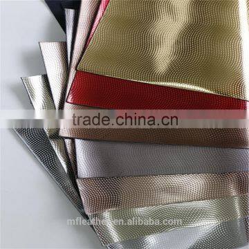 Metal embossing leather for making shoes fashion leather fabric PU synthetic leather