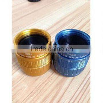 Factory price,high quality,Blue/Gold color New design 35mm lens F1.7 manual iris c mount cctv camera lens