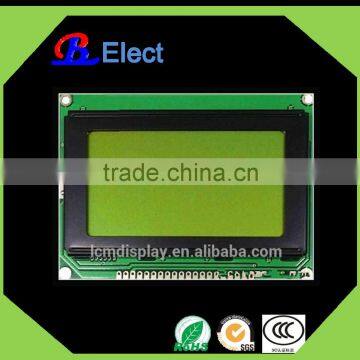 12864 yellow green screen dot matrix lcd display, STN positive transflective 12864 lcd display