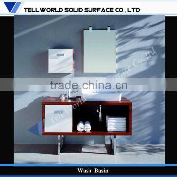 Red wash basin countertop Hotel design small wash basin with stainless steel base