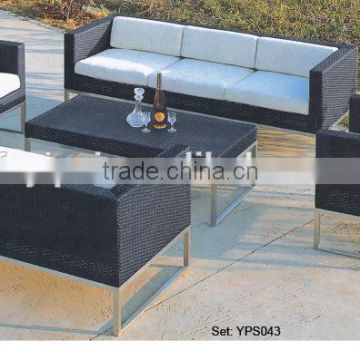 00 outdoor garden stainless steel base modern design elegant leisure rattan wicker sofa set YPS043