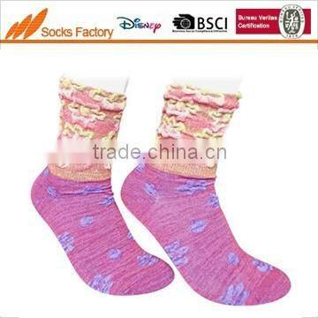 200N women's fashion cotton socks wrinkled welt knitted with soft smooth lurex