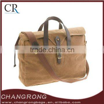 Wholesale Waterproof Waxed Canvas Briefcase With Leather Trim