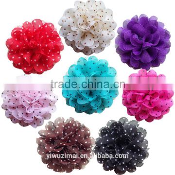 DIY Child Girls Hair Accessory Chiffon Dots flower 11CM Headwear No Clip                        
                                                Quality Choice