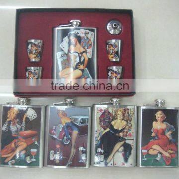 9oz and 18oz Hip Flask Add to Four Cups and a Funnel in Gift Set Box photo-3