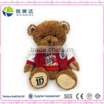 Plush Big Teddy Bear Mascot with Varsity Jacket and T-Shirt