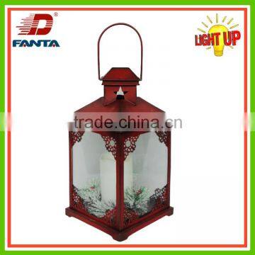 Decorative iron Christmas lantern with LED light