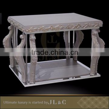 AT02-04 Coffee Table Stainless Steel Stand Grass Pattern Engraving -JL&C Luxury Home Furniture