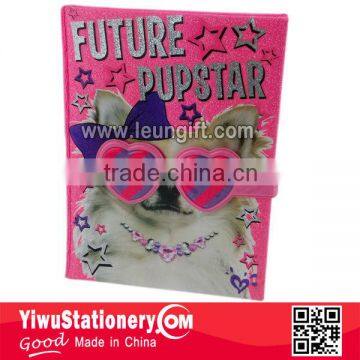Cute dog glitter PVC cover notebook