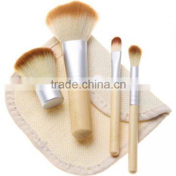 4pcs Synthetic fiber Shenzhen professional makeup brush belt with cosmetic bag