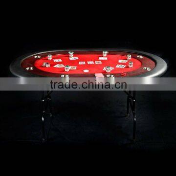 Classic Compact 8 Person Poker Table with Folding Metal Legs and Speed Cloth