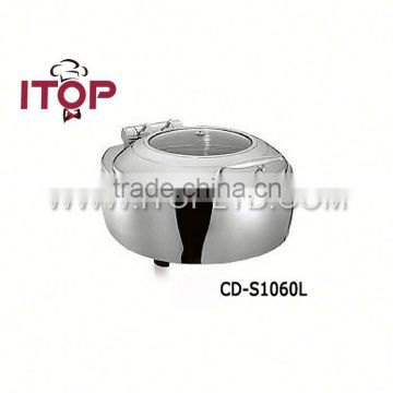 glass lid! Small round Chafing Dish for soup