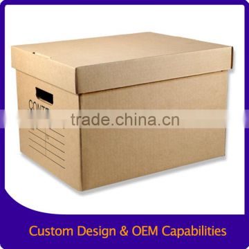 Brown Paper Corrugated Handholds Archive Carton Box                        
                                                Quality Choice