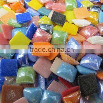 800 degree baking 10mm fancy mixed color square shaped ceramic decorative beads