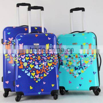 Beauty printed designing vintage ABS+PC trolley quality hard case luggage