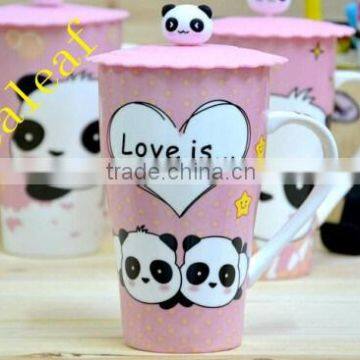 2015 new style fashion print ceramic sublimation Cup Set with lid coffee mug