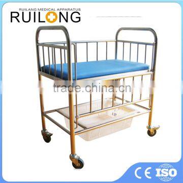 Top Selling Blue Color Cheap Movable Steel Hospital Baby Bed