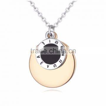 Wholesale latest design fashion pendant necklacle -gold and Silver Round tags